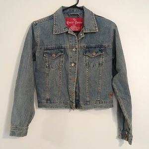 Rustic Denim Cropped Jean Jacket Faded Acid Wash